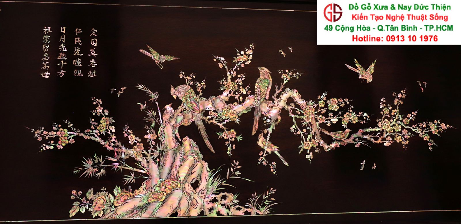tranh gỗ gụ khảm ốc